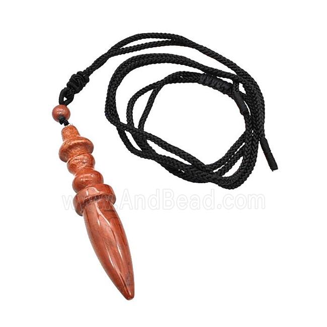 Red Jasper Pendulum Necklace Black Nylon Rope