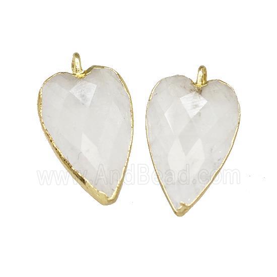 Natural Clear Quartz Heart Pendant Faceted Gold Plated