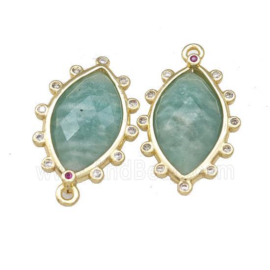 Natural Green Amazonite Eye Pendant Gold Plated