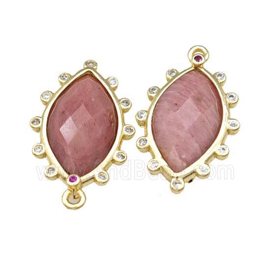 Pink Wood Lace Jasper Eye Pendant Gold Plated