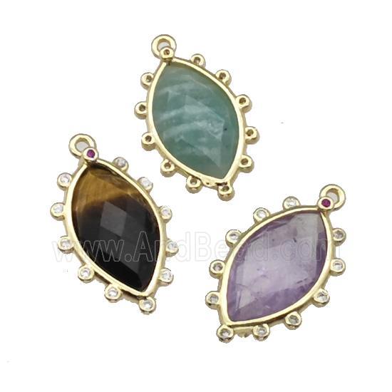 Natural Gemstone Eye Pendant Gold Plated Mixed