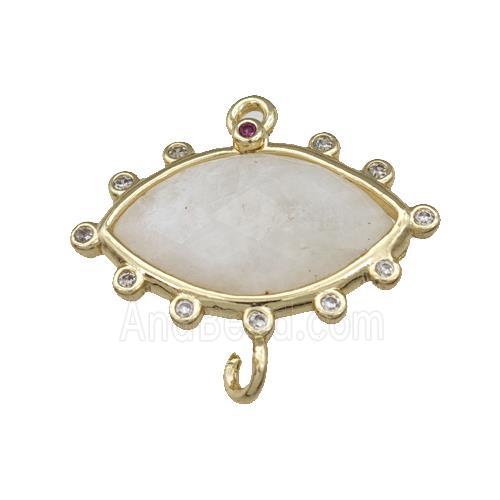 Natural White Moonstoen Eye Connector Gold Plated