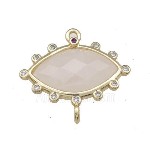 Natural Rose Quartz Eye Connector Gold Plated