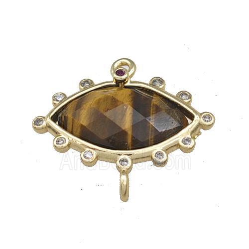 Natural Tiger Eye Stone Eye Connector Gold Plated