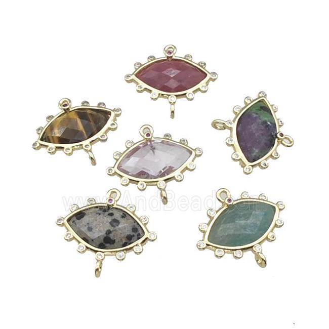 Natural Gemstone Eye Connector Gold Plated Mixed