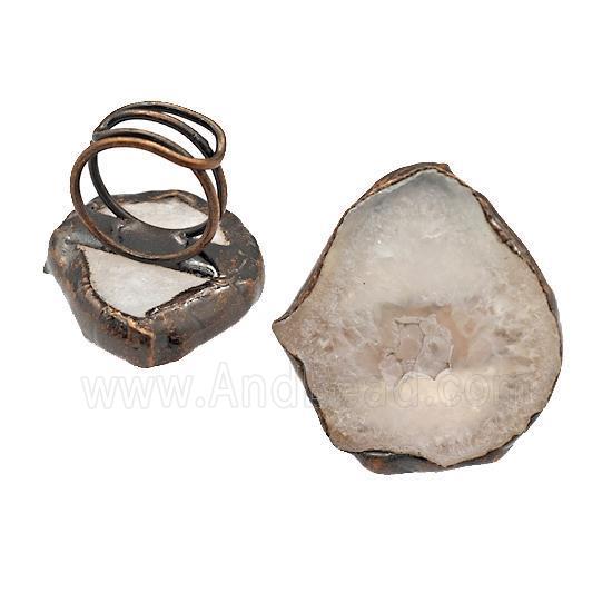 Quartz Druzy Rings Adjustable Antqiue Red