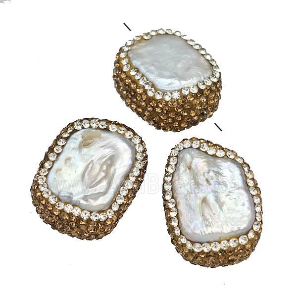 Baroque Style Pearl Beads Pave Rhinestone Freeform