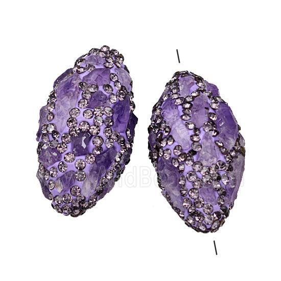 Polymer Clay Rice Beads Pave Rhinestone Purple Amethyst