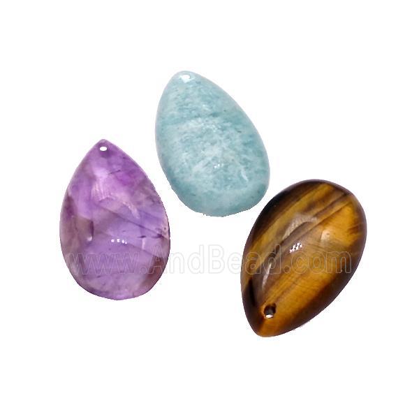 Natural Gemstone Teardrop Pendant Flat Backing Mixed