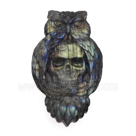 Labradorite Skull Owl Charms Pendant