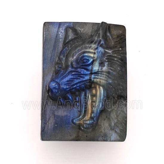 Labradorite Wolf Charms Pendant