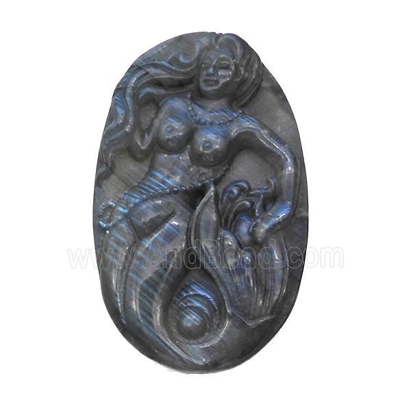 Mermaid Charms Labradorite Carved Pendant