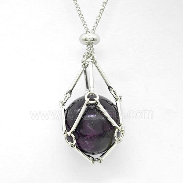 Natural Amethyst Necklace Platinum Plated