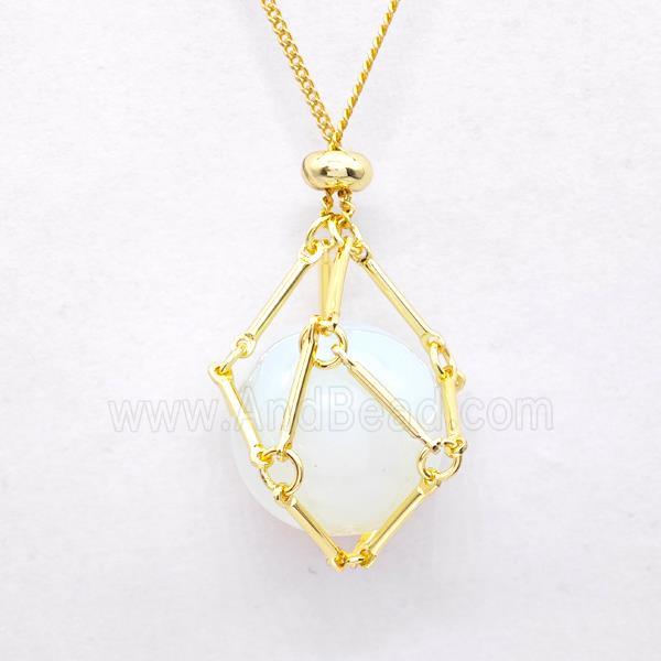 White Opalite Necklace Gold Plated