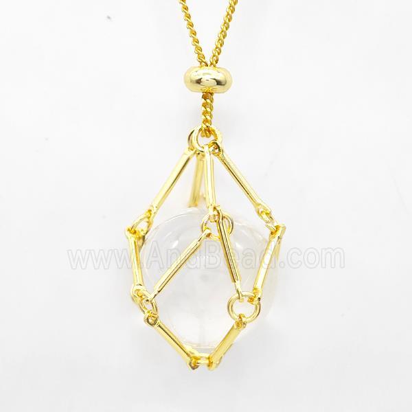 Natural Clear Quartz Necklace Gold Plated