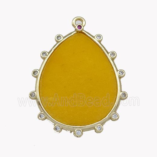 Natural Honey Jade Teardrop Pendant Yellow