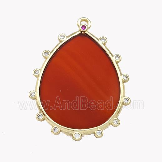 Natural Red Agate Teardrop Pendant Dye