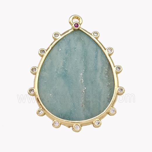 Natural Chinese Amazonite Teardrop Pendant Flat