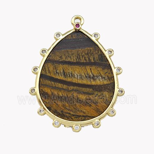 Natural Iron Tiger Eye Stone Teardrop Pendant Flat
