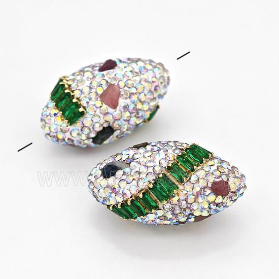 Clay Rice Beads Pave White Rhinestone Tourmaline