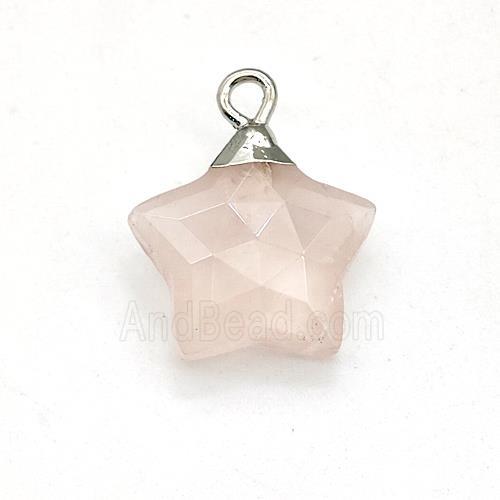 Natural Pink Rose Quartz Star Pendant