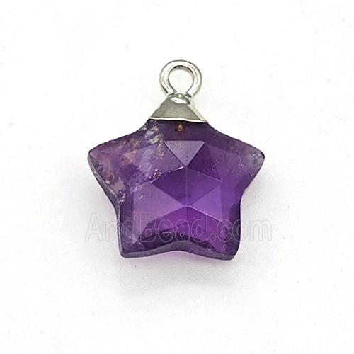Natural Purple Amethyst Star Pendant