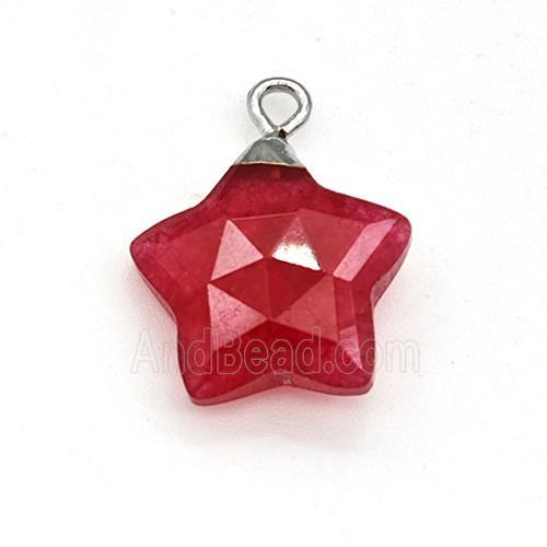Natural Jade Star Pendant Red Dye