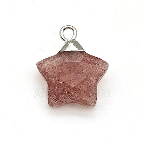Natural Pink Strawberry Quartz Star Pendant