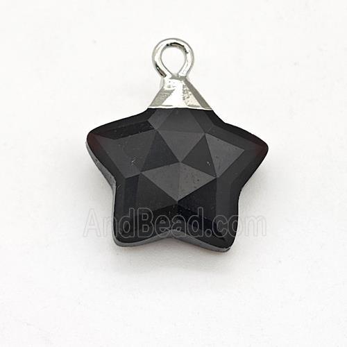 Natural Black Onyx Agate Star Pendant