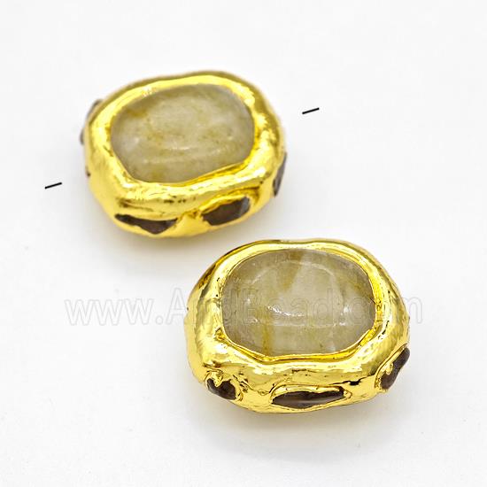 Synthetic Quartz Beads Freeform Gold Plated