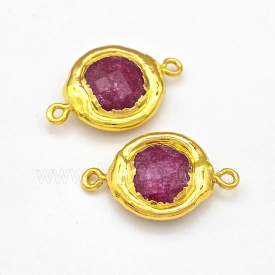 Red Dye Jade Coin Connector Gold Plated