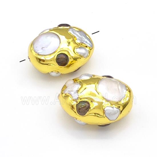 Pearl Oval Beads Gold Plated