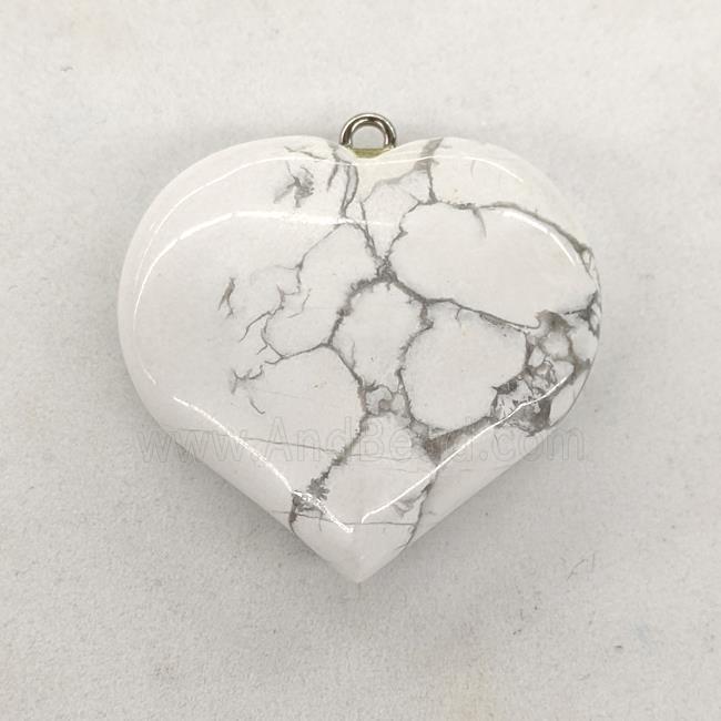 Natural White Howlite Turquoise Heart Pendant