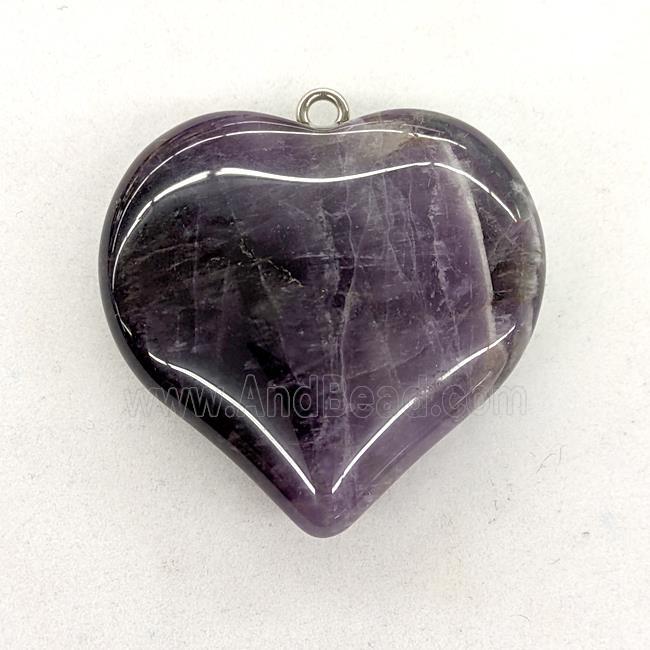 Natural Amethyst Heart Pendant Purple