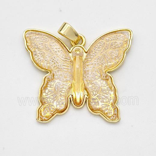 Resin Butterfly Pendant Gold Plated