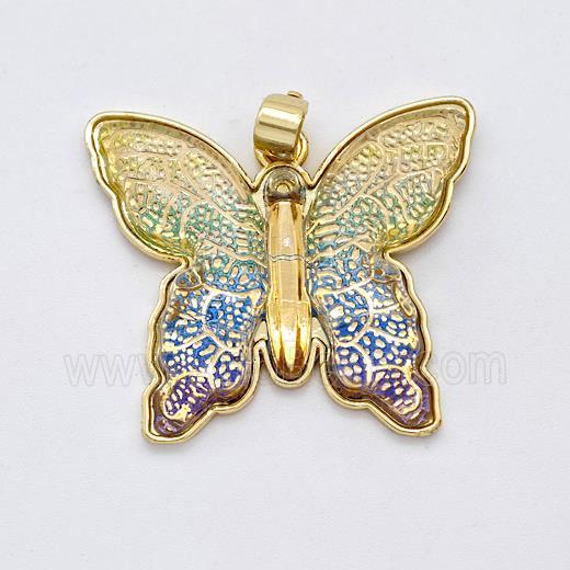 Greenblue Resin Butterfly Pendant Gold Plated