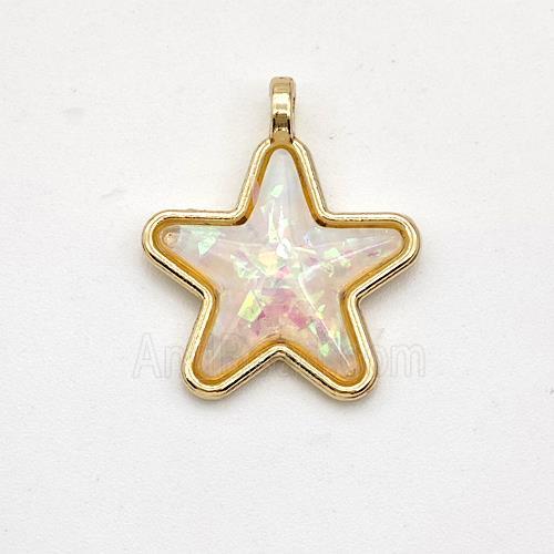 Copper Star Pendant Pave Fire Opal Gold Plated