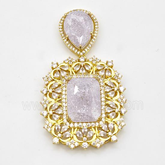 Copper Pendant Pave Zirconia Acrylic Gold Plated