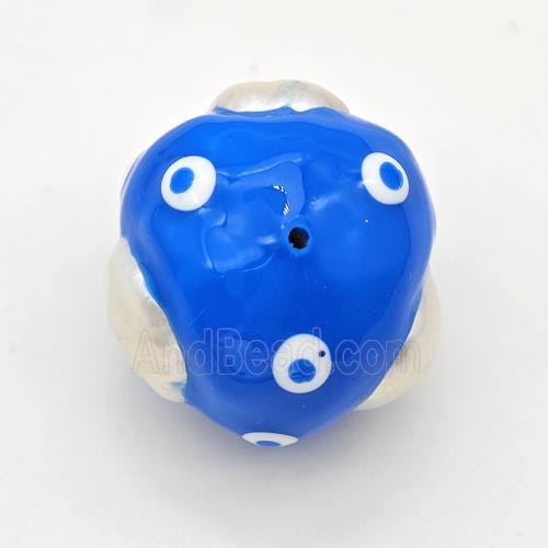 Clay Round Beads Pave Pearl Blue Enamel
