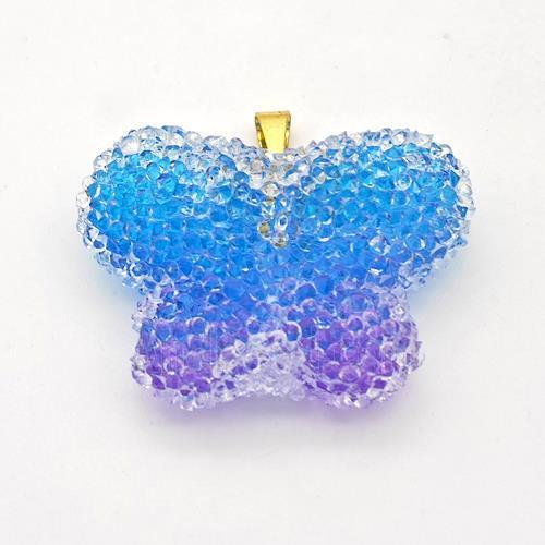 Resin Druzy Butterfly Pendant Blue