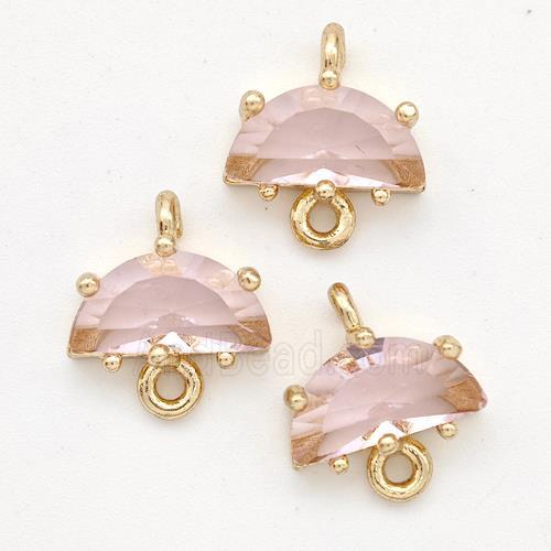 Pink Crystal Glass Moon Connector