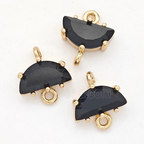 Jet Crystal Glass Moon Connector Black