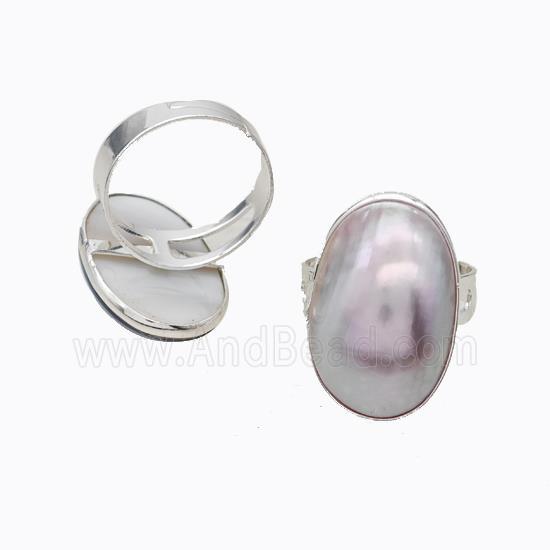 Mabe Shell Rings Copper Platinum Plated