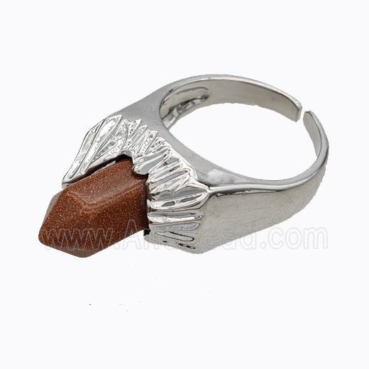 Copper Rings Pave Prism Golden Sandstone Platinum Plated