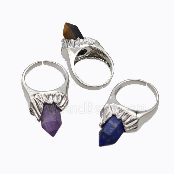 Copper Rings Pave Gemstone Prism Quartz Platinum Plated Mixed