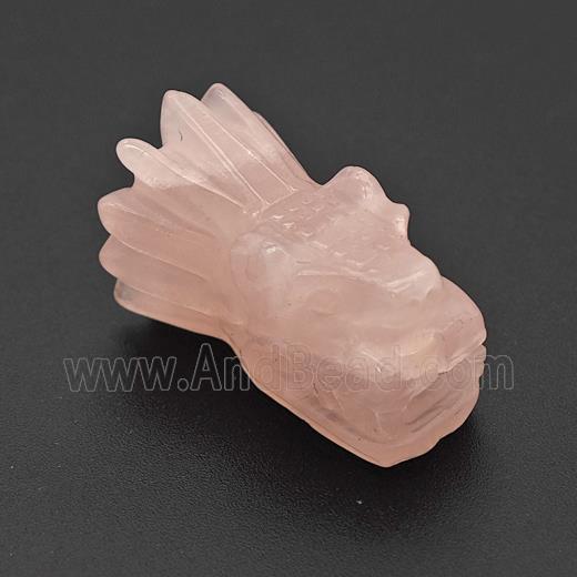 Natural Pink Rose Quartz Dragonhead Beads Carved