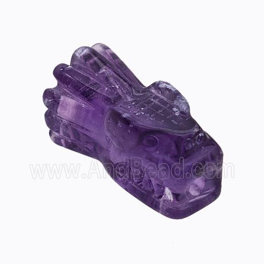 Natural Purple Amethyst Dragonhead Beads Carved