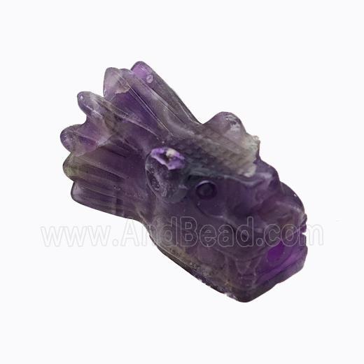 Natural Purple Fluorite Dragonhead Beads Carved