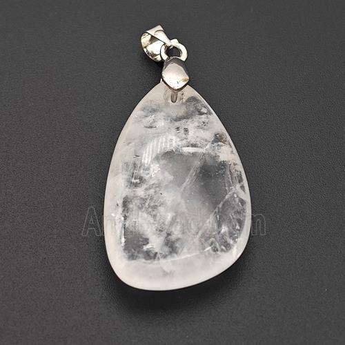 Natural Clear Quartz Teardrop Pendant
