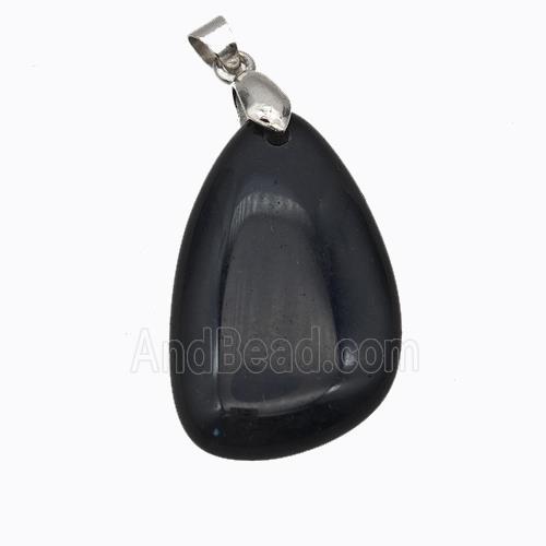 Natural Black Obsidian Teardrop Pendant
